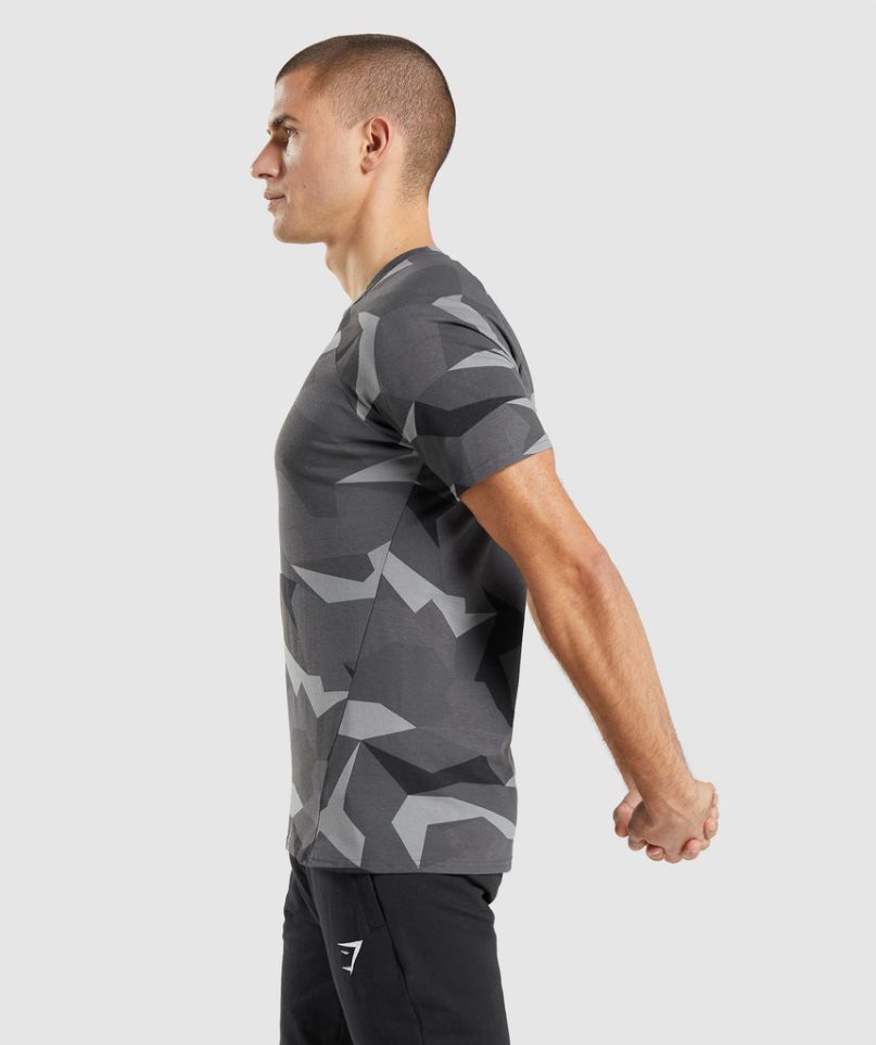 Men's Gymshark Critical T-Shirts Camo | NZ 0KHGJU